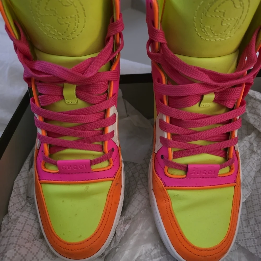 Gucci Neon High-Top Sneakers | Fluorescent Leather | EU 40.5- Box Included